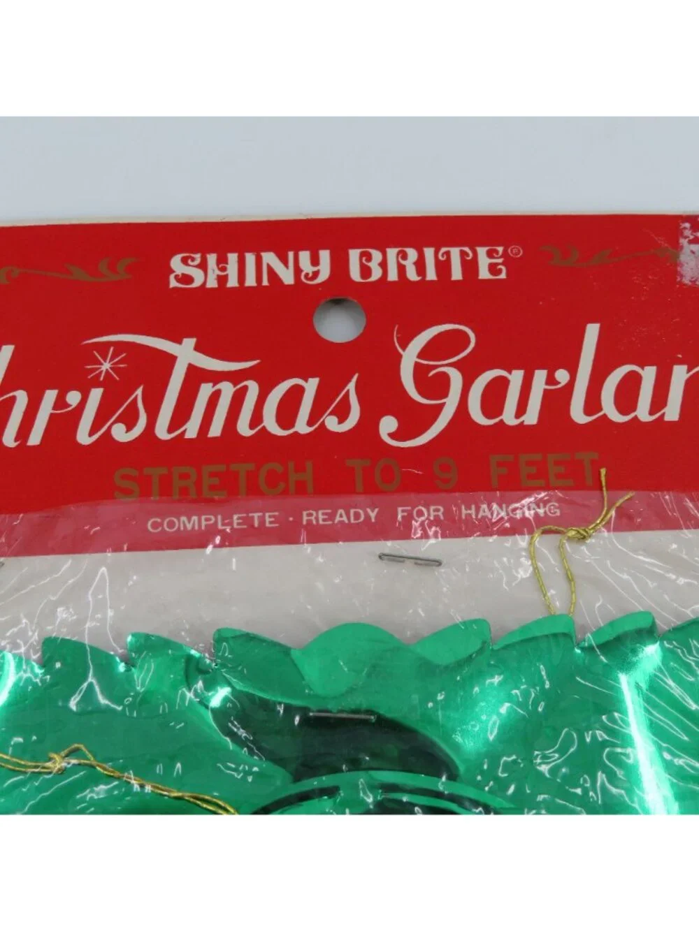 VTG Shiny Brite Christmas Garland Green Foil 9 Feet Made in Japan Retro NEW Xmas